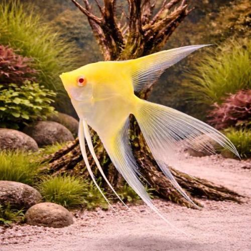 Cá thần tiên vàng mắt đỏ - Albino Golden Angelfish